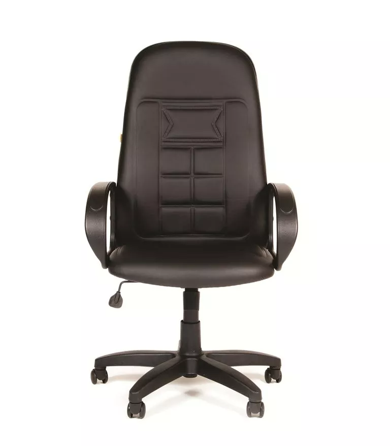 Кресло для руководителя CHAIRMAN 727 с подлокотникми черная экокожа Terra