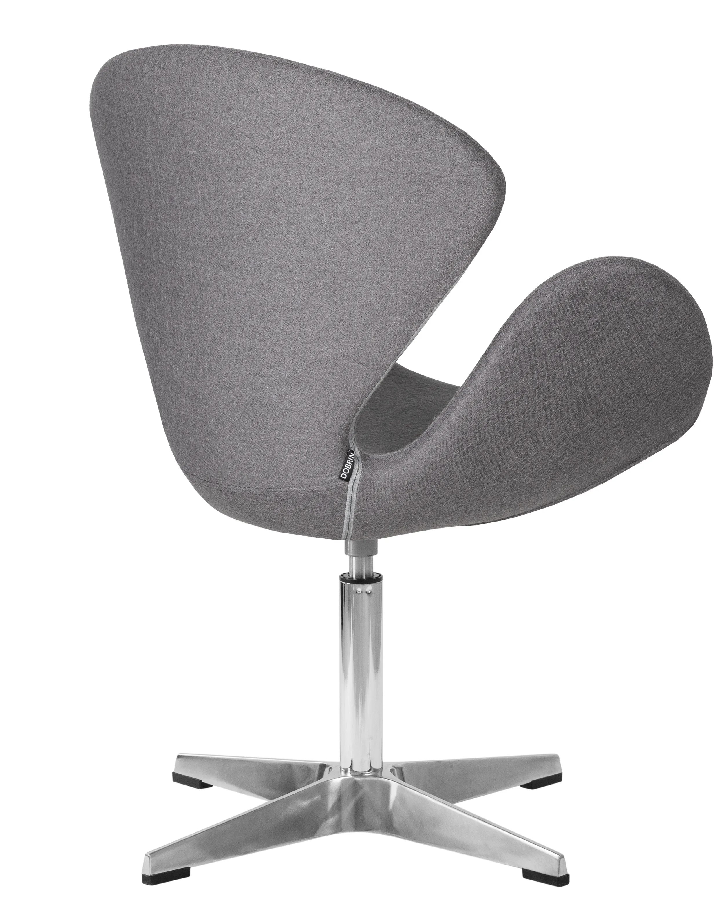 Кресло дизайнерское DOBRIN SWAN серая ткань AF7, алюминиевое основание