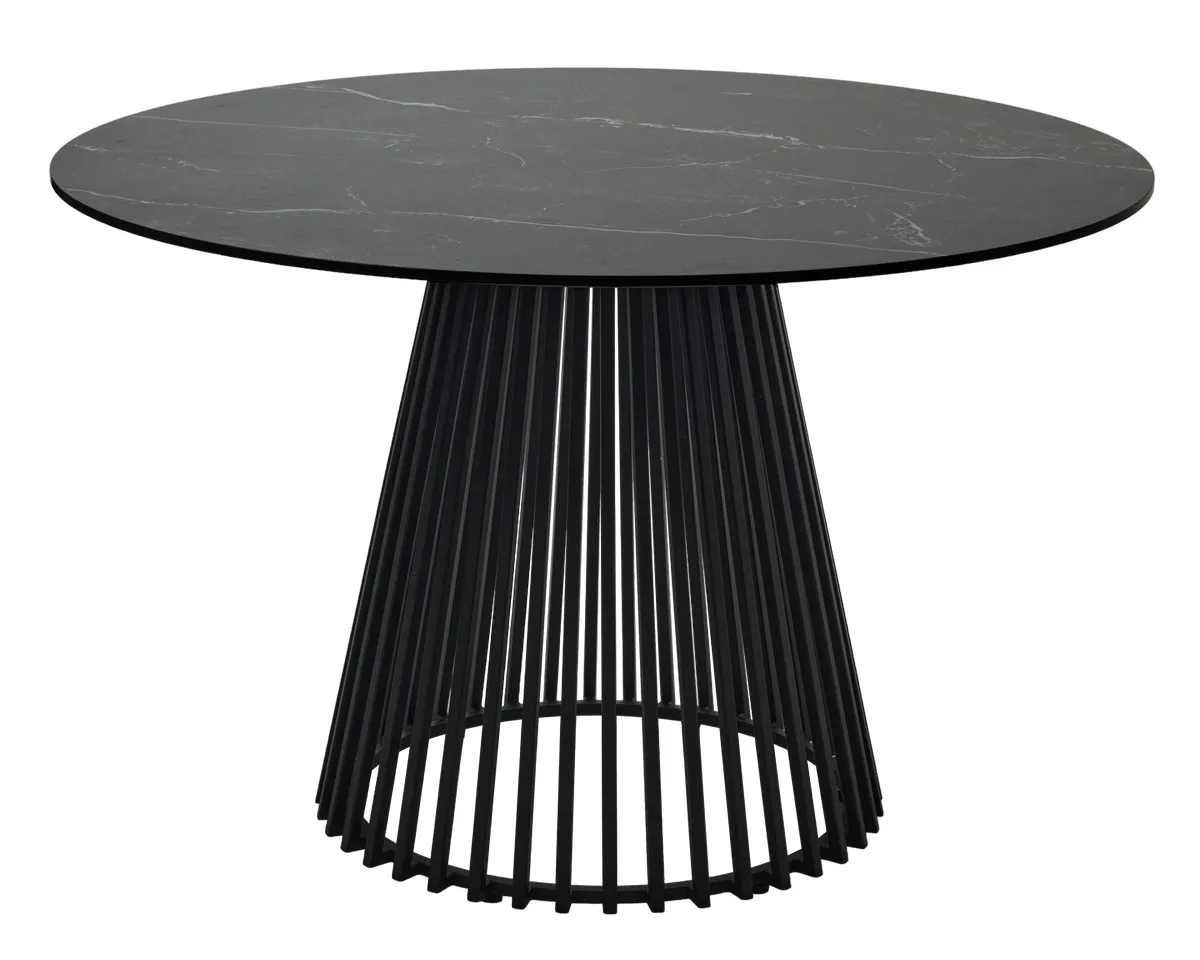 Стол TERNI 120 MATT BLACK MARBLE SOLID CERAMIC Черный мрамор матовый керамика /Черн.каркас