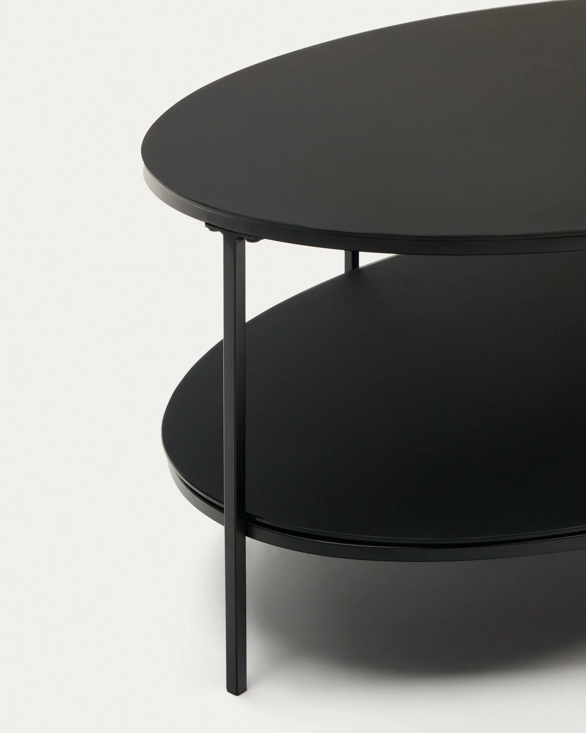 Журнальный столик La Forma Fideia закаленное стекло и матовый черный металл 110 x 65 см 156991