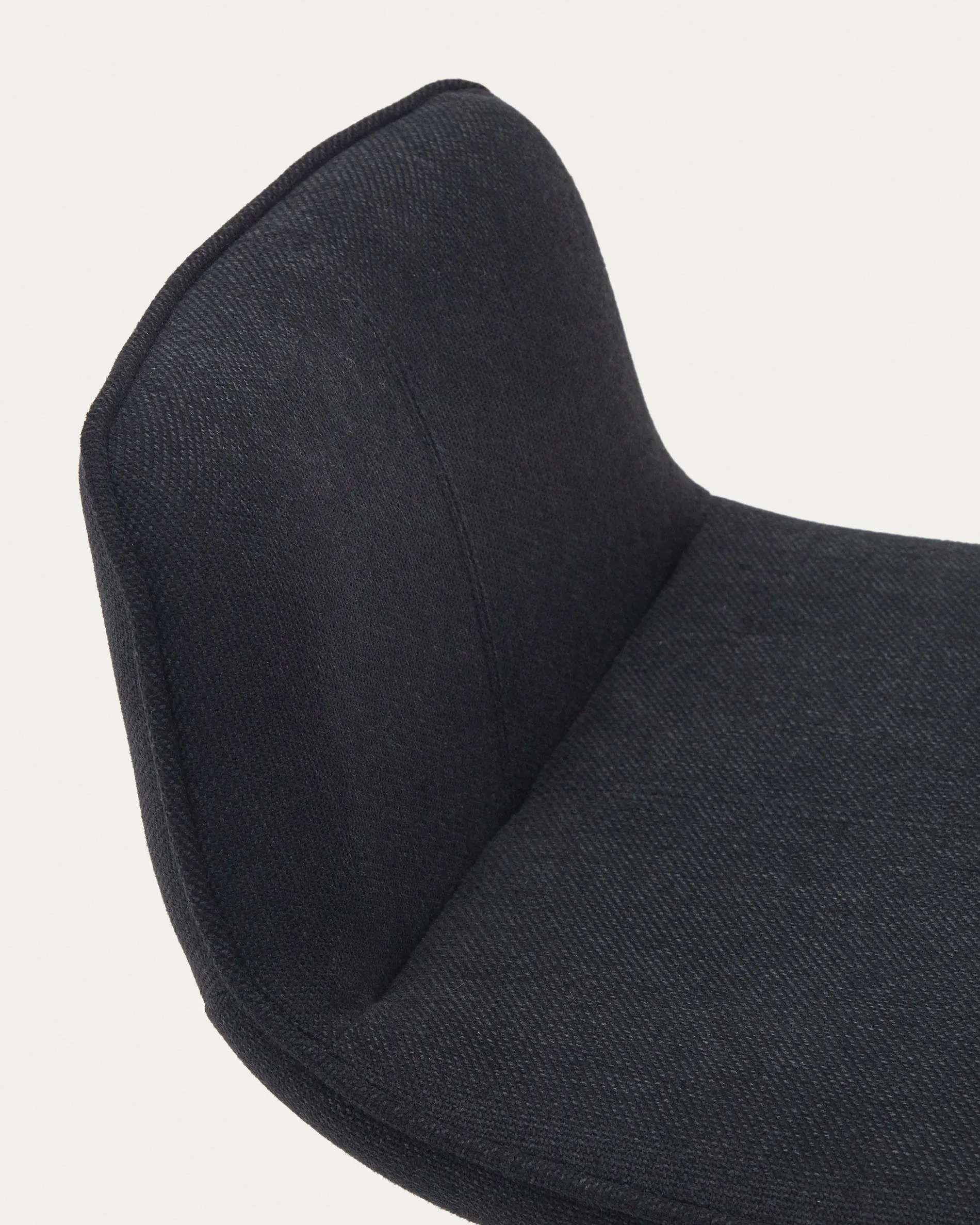 Барный стул La Forma Zenda черный шенилл и матовая черная сталь 81-102 см 166649