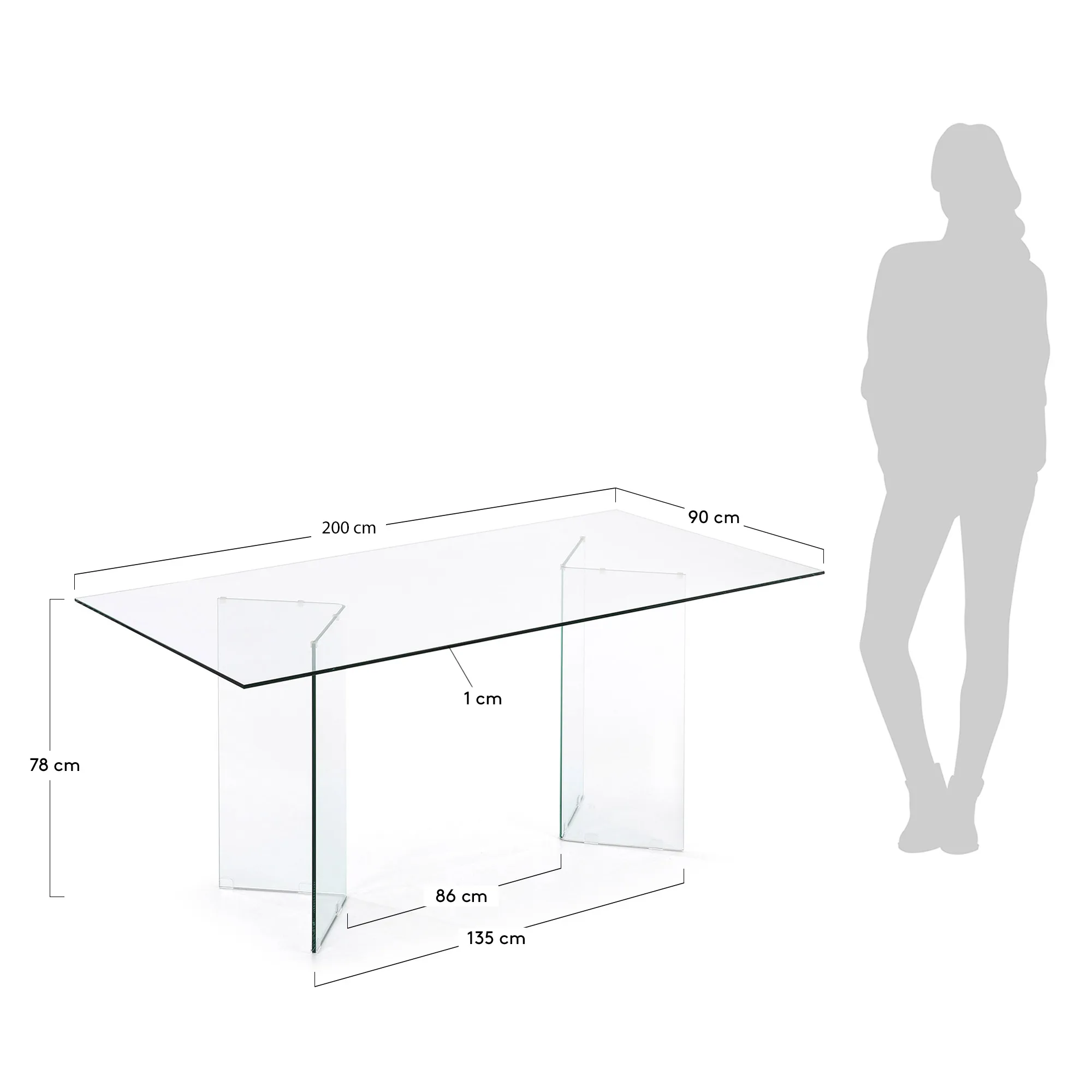 Стеклянный стол La Forma Burano 200 x 90 см 164749
