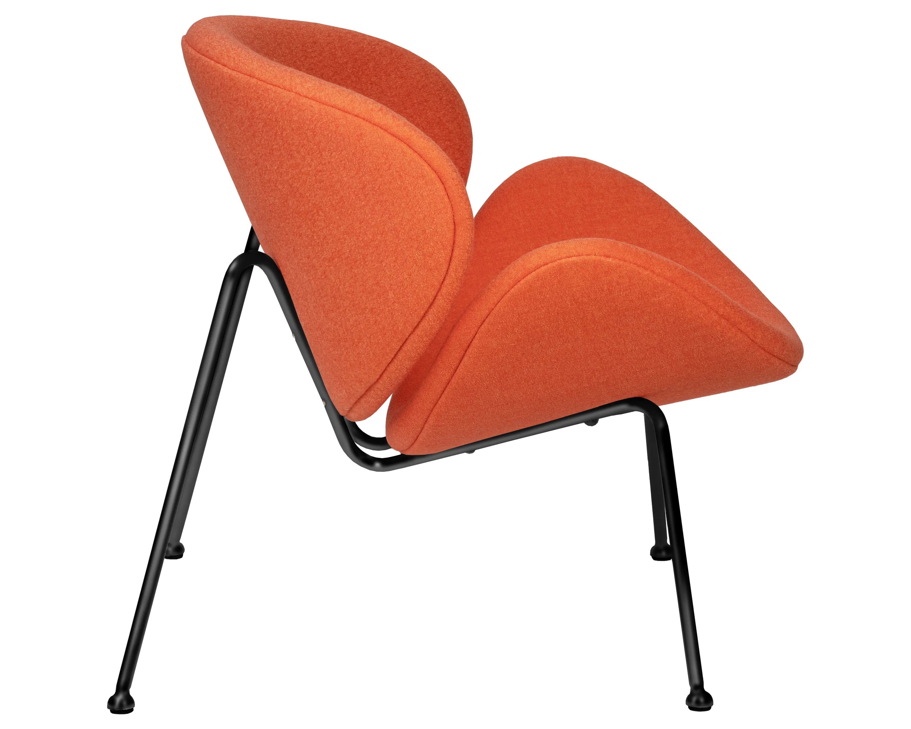 Кресло дизайнерское DOBRIN EMILY оранжевая ткань AF, черное основания