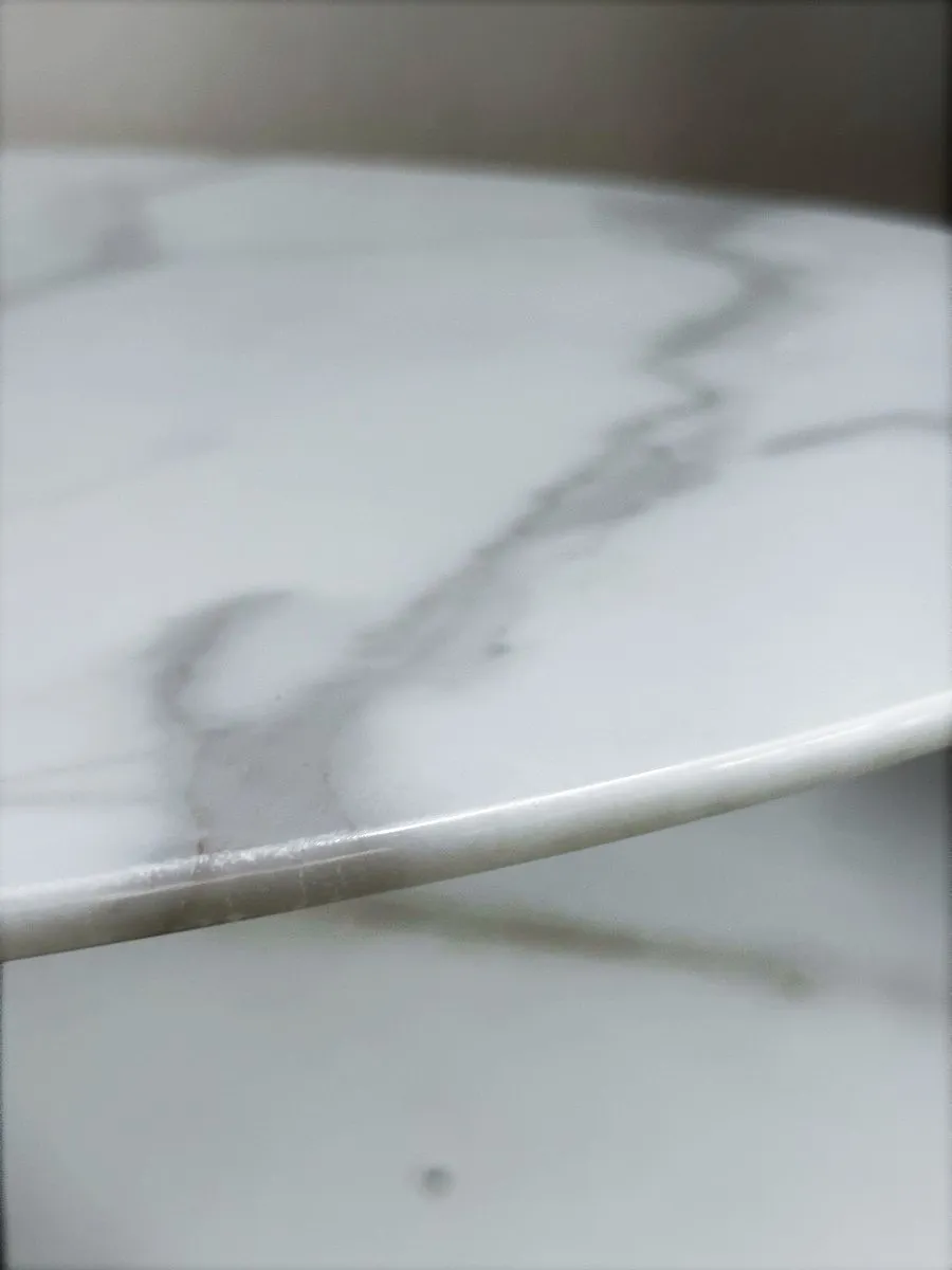 Стол SOLO 80 Белый мрамор G-1 стекло / черный