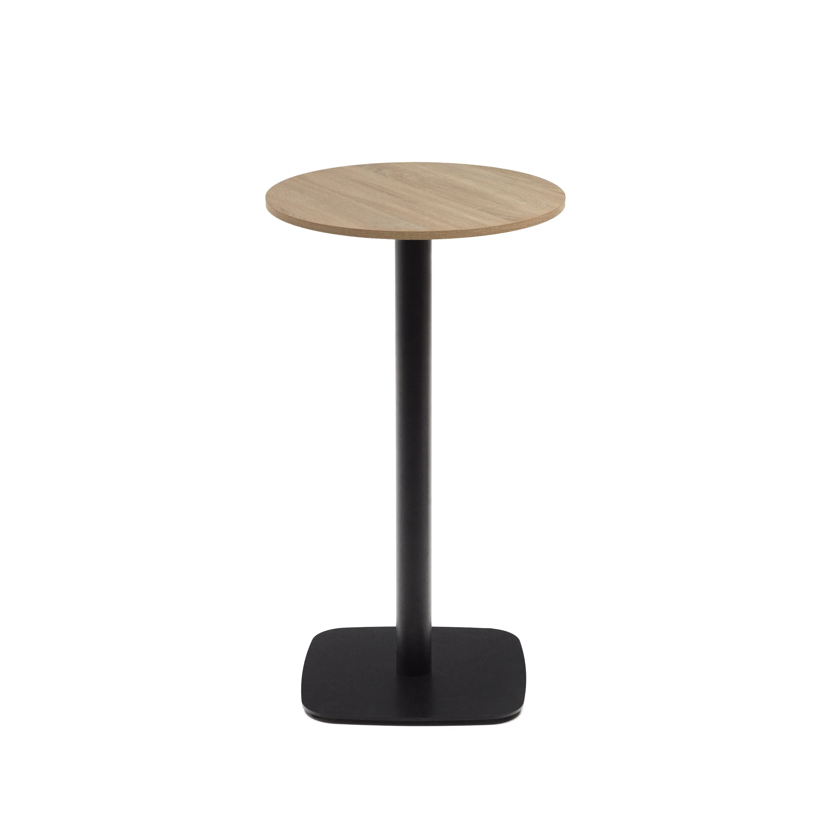 Круглый барный стол La Forma Dina с натуральной отделкой и металлической черной ножкой 60x60x96 1770