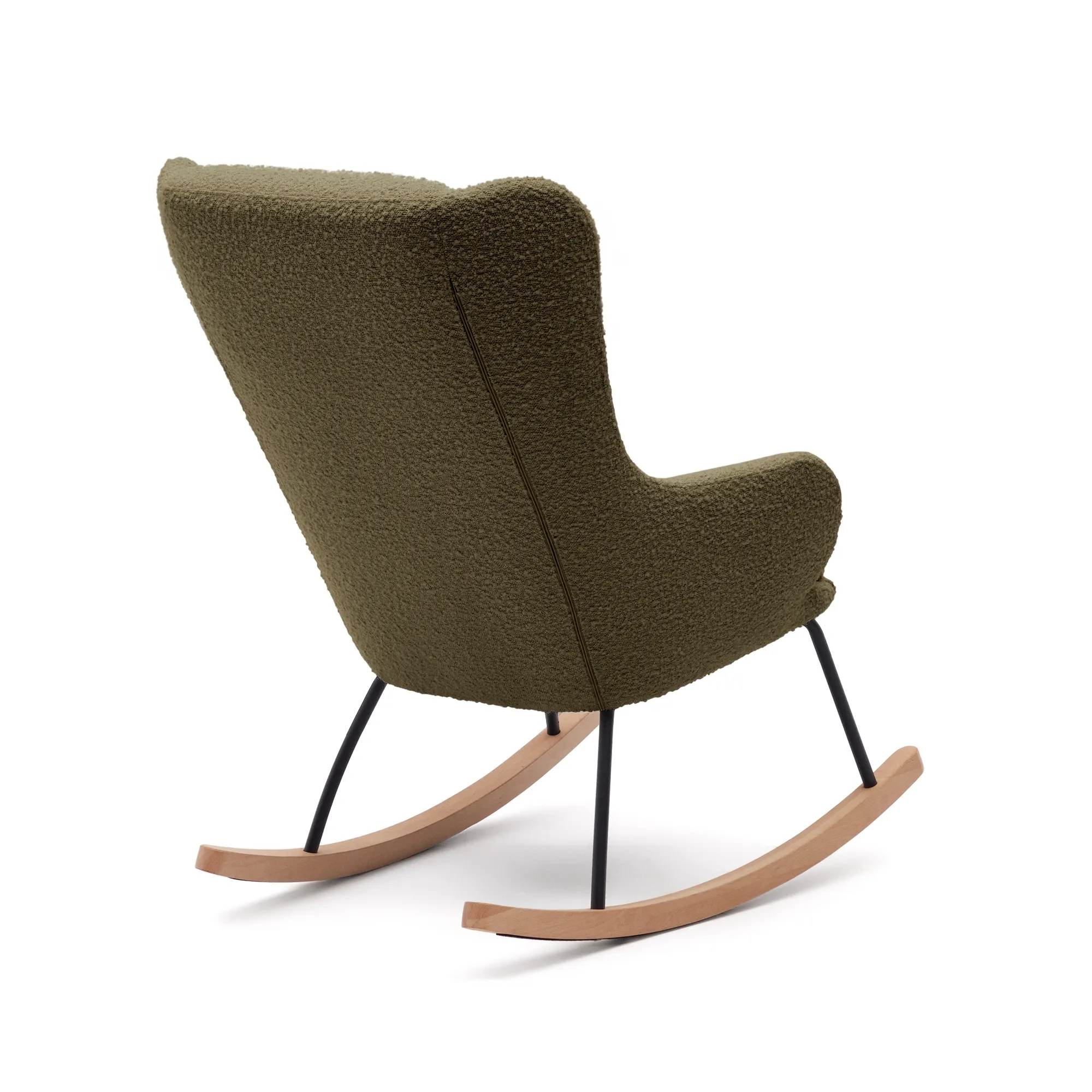 Кресло-качалка La Forma Maustin букле темно-зеленый стальные ножки с деревом бука 172706