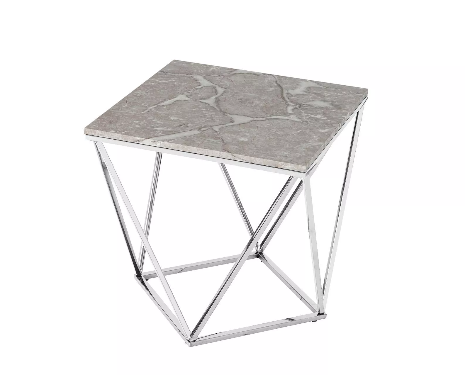 Журнальный столик Авалон 61х61 серый мрамор сталь серебро