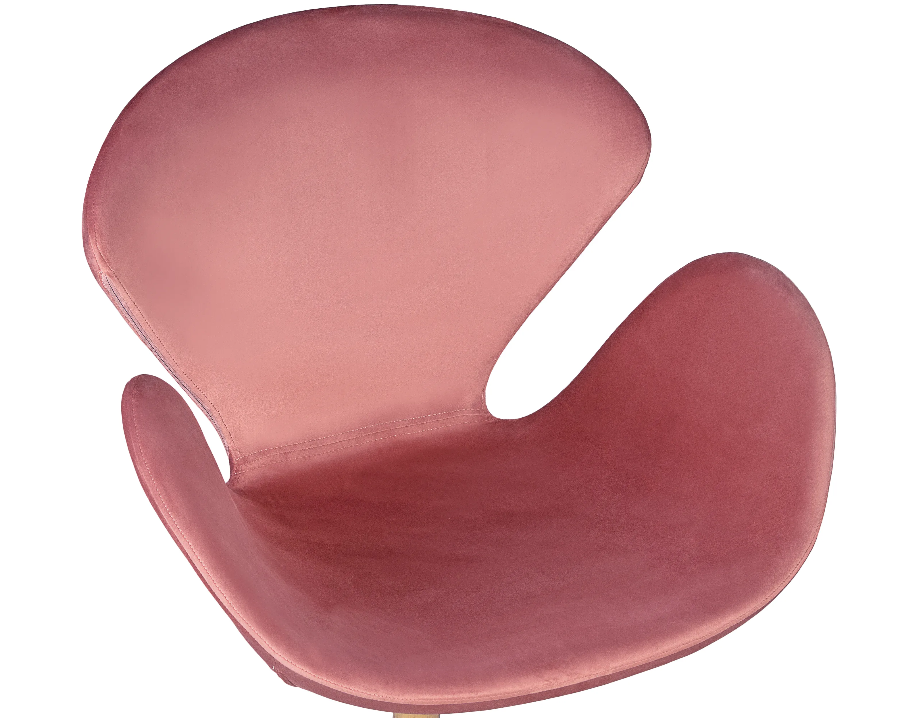 Кресло дизайнерское DOBRIN SWAN розовый велюр BLUVEL52, золотое основание