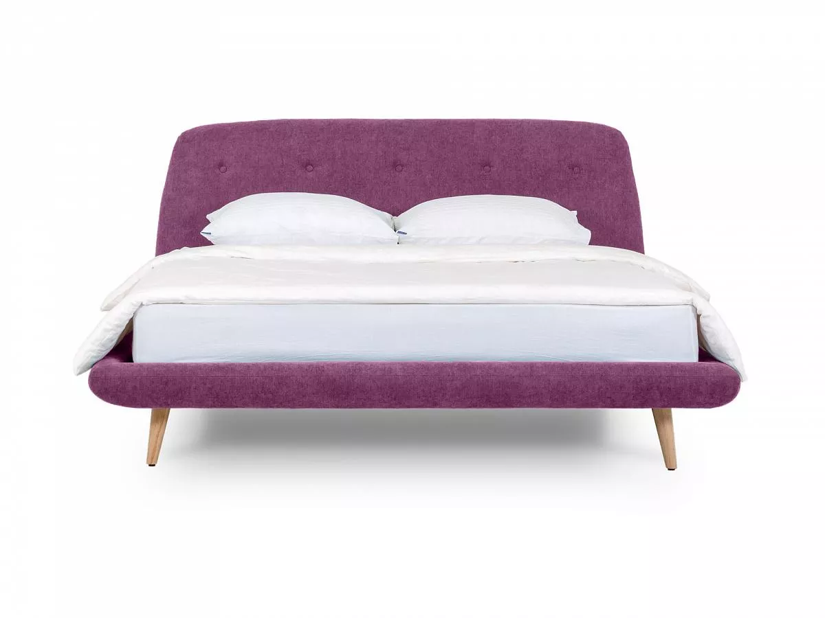 Кровать с мягким изголовьем Loa 160x200 фиолетовый 464182