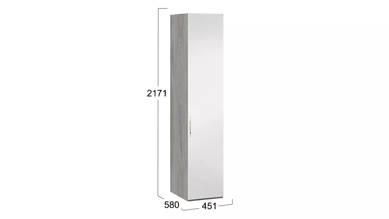 Шкаф для белья с зеркальной дверью правый дуб гамильтон Эмбер СМ-348.07.002 R