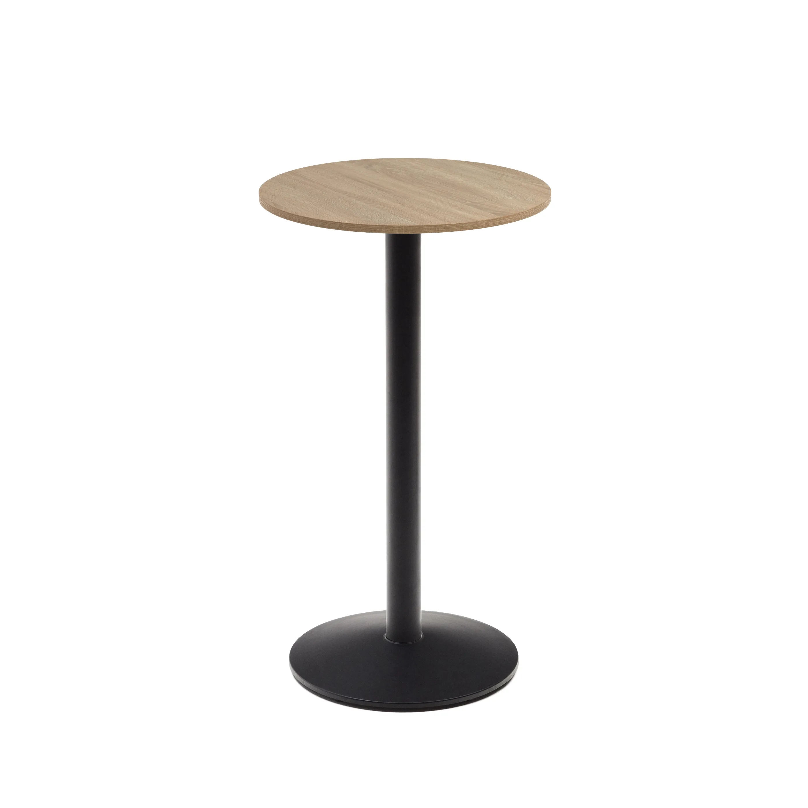 Круглый барный стол La Forma Esilda с натуральной отделкой и металлической черной ножкой 60x60x96 17
