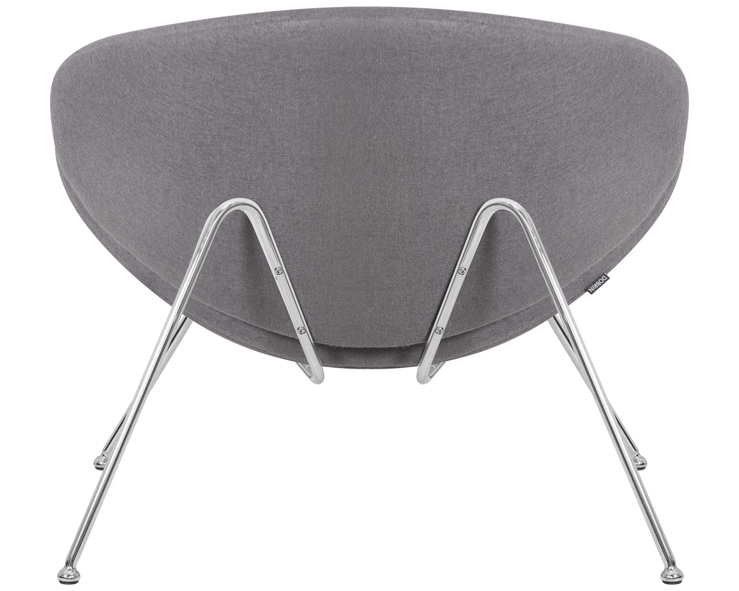 Кресло дизайнерское DOBRIN EMILY серая ткань AF7, хромированная сталь