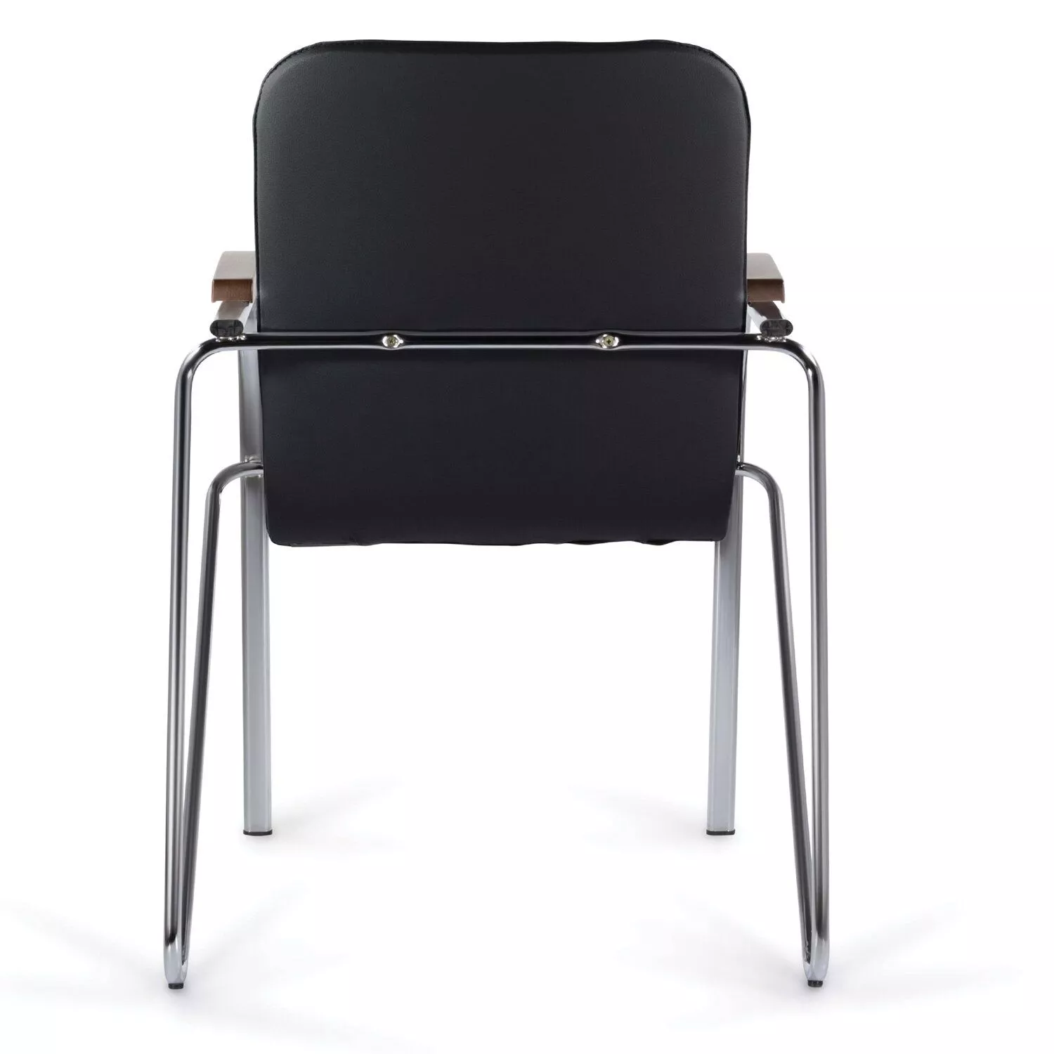 Кресло для посетителей BRABIX Samba CF-105 BOX-2 хром каркас накладки орех экокожа черный 532761