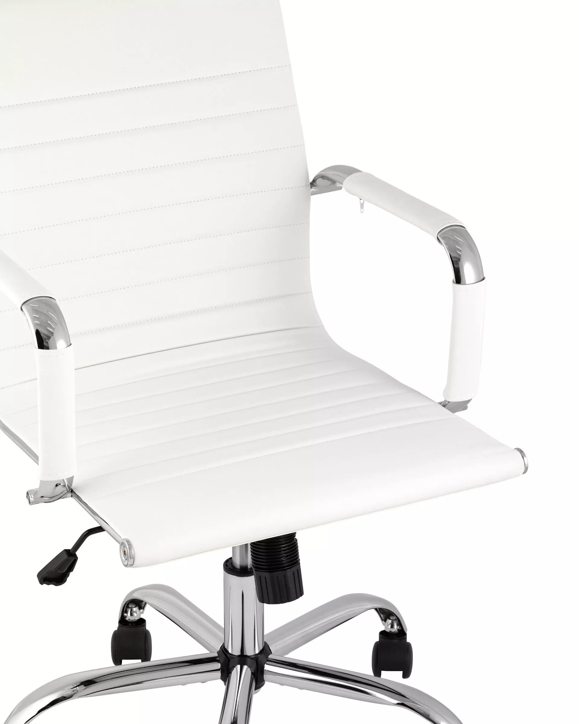 Белое офисное кресло TopChairs City S экокожа хром