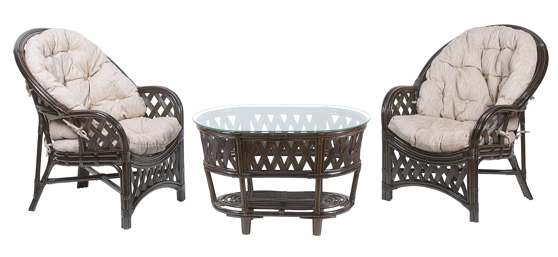 Комплект мебели из ротанга Черчилль (Рузвельт) дуэт с овальным столом темно-коричневый