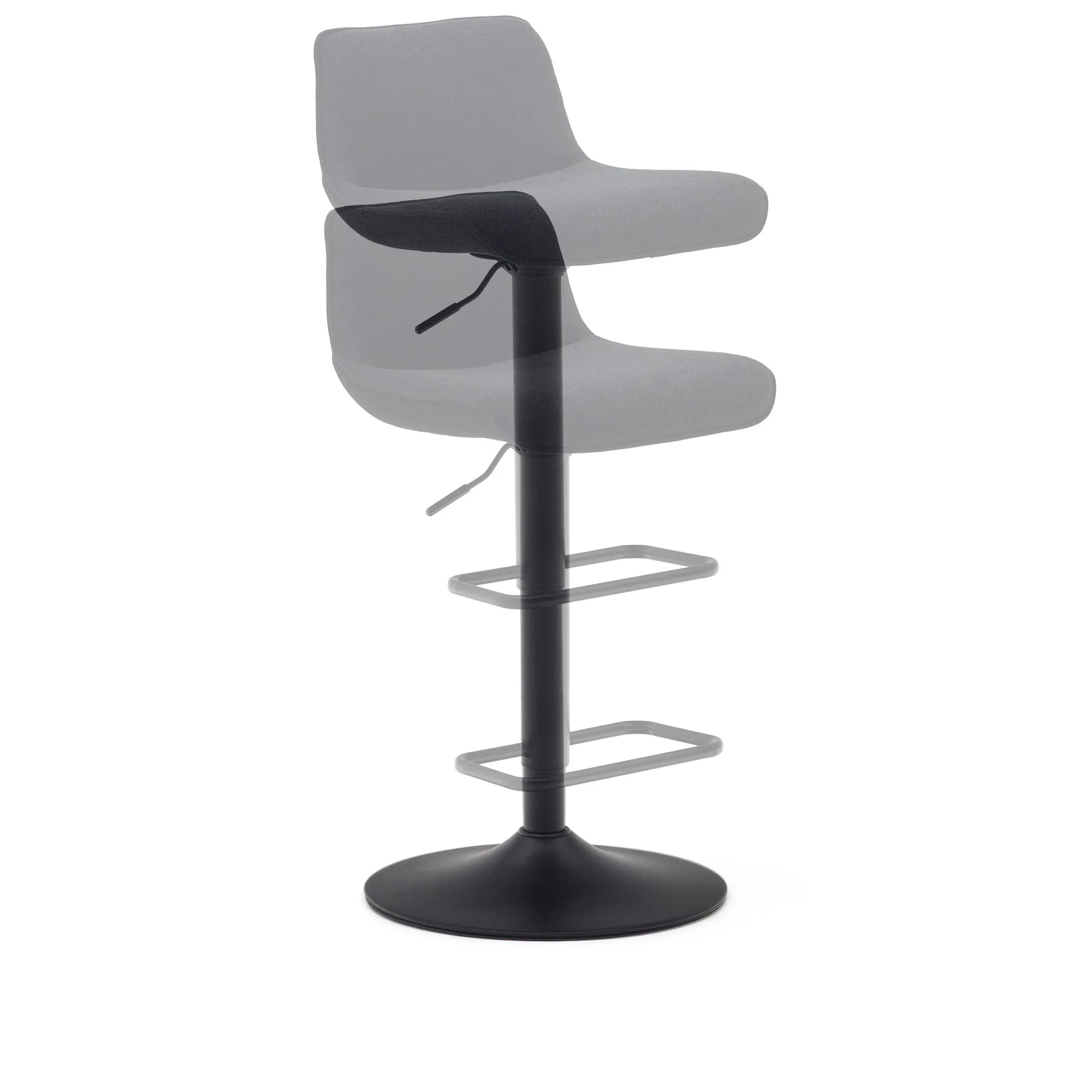 Барный стул La Forma Zenda черный шенилл и матовая черная сталь 81-102 см 166649