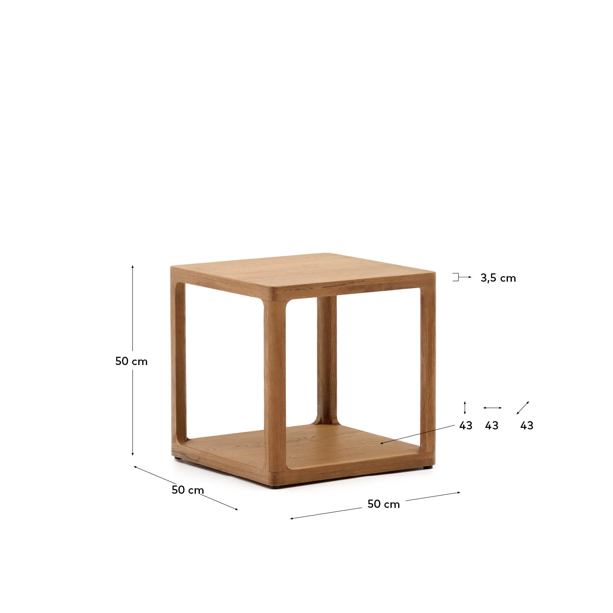Квадратный приставной столик La Forma Maymai массив дуба 50х50 см 178266