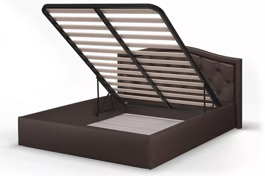 Двуспальная кровать Стелла с подъемным механизмом 160 см ROCK 05 (коричневая) МЛК