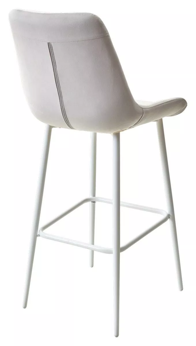 Барный стул ХОФМАН цвет H-09 Светло-серый велюр / белый каркас