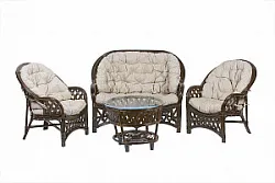 Комплект мебели из ротанга Черчилль (Рузвельт) с 2-х местным диваном темно-коричневый