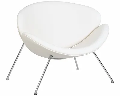 Кресло дизайнерское DOBRIN EMILY белый винил YP17, хромированная сталь