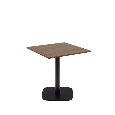 Квадратный барный столик La Forma Dina ореховая отделка черная металлическая ножка 177967