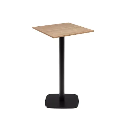 Барный стол La Forma Dina с натуральной отделкой и металлической черной ножкой 60x60x96 177059