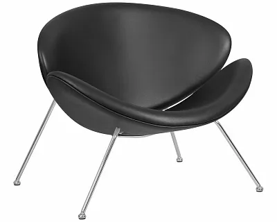 Кресло дизайнерское DOBRIN EMILY черный винил YP16, хромированная сталь