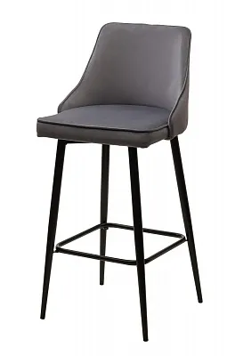 Барный стул ПАРКЕР поворотный H-14 Серый велюр / черный каркас