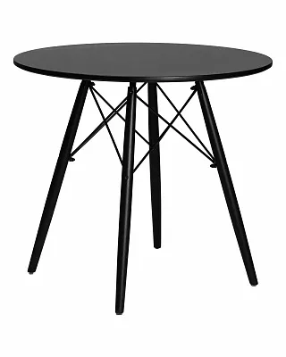 Стол обеденный DOBRIN CHELSEA`80 BLACK (столешница черная, основание черное)
