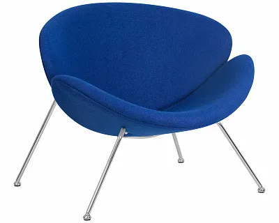 Кресло дизайнерское DOBRIN EMILY синяя ткань AF6, хромированная сталь