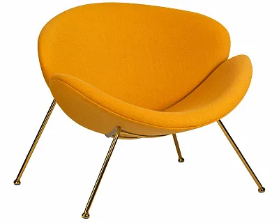 Кресло дизайнерское DOBRIN EMILY желтая ткань AF13, золотое основание