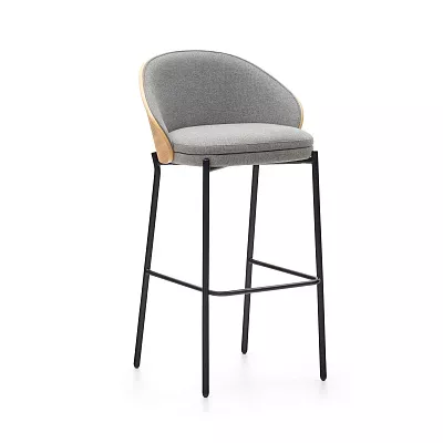 Барный стул La Forma Eamy светло-серый натуральная отделка