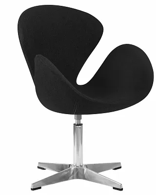 Кресло дизайнерское DOBRIN SWAN черная ткань AF9, алюминиевое основание