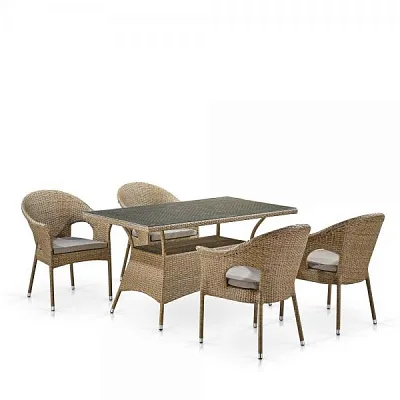 Комплект мебели из ротанга T198B/Y79B-W56 Light Brown (4+1)