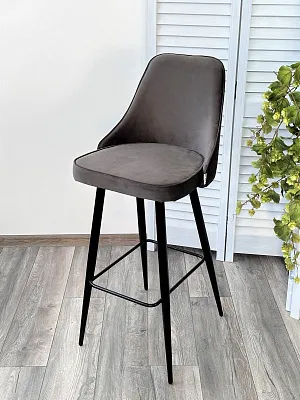 Барный стул NEPAL-BAR ГРАФИТ #14 велюр/ черный каркас H=78cm