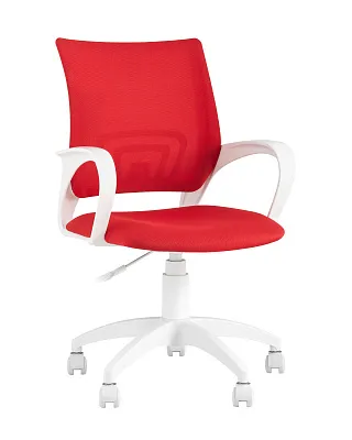 Кресло офисное Topchairs ST-BASIC-W белый пластик ткань / сетка красный