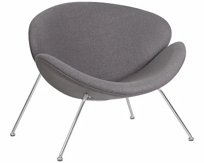 Кресло дизайнерское DOBRIN EMILY серая ткань AF7, хромированная сталь