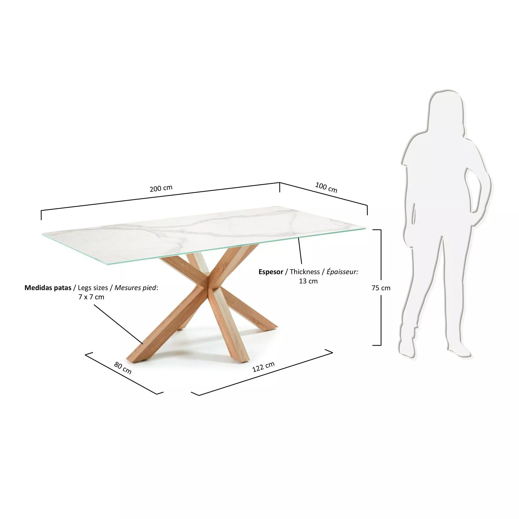 Обеденный стол La Forma Arya 200x100 керамический белый 054214