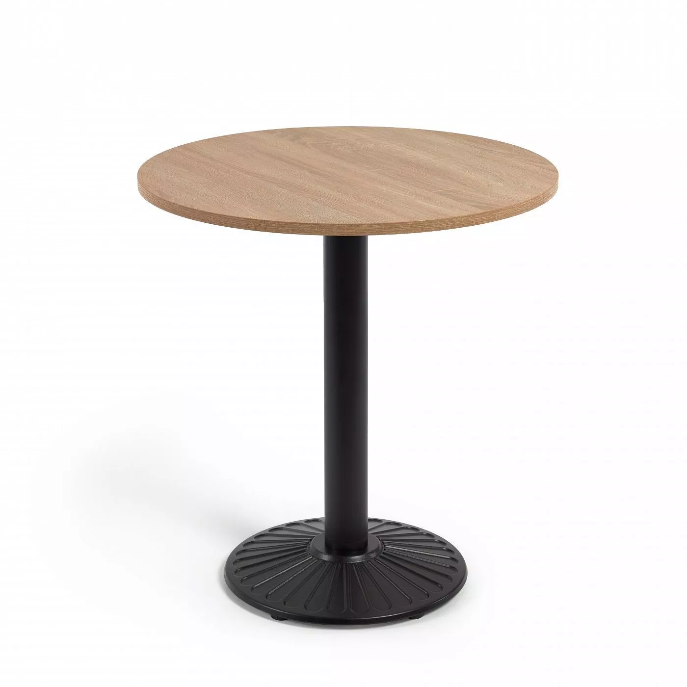 Круглый стол La FormaTiaret в натуральной отделке с черной металлической ножкой d 695 см