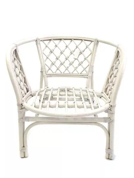Кресло из ротанга Багама белый матовый (подушки шенилл обычные светлые)