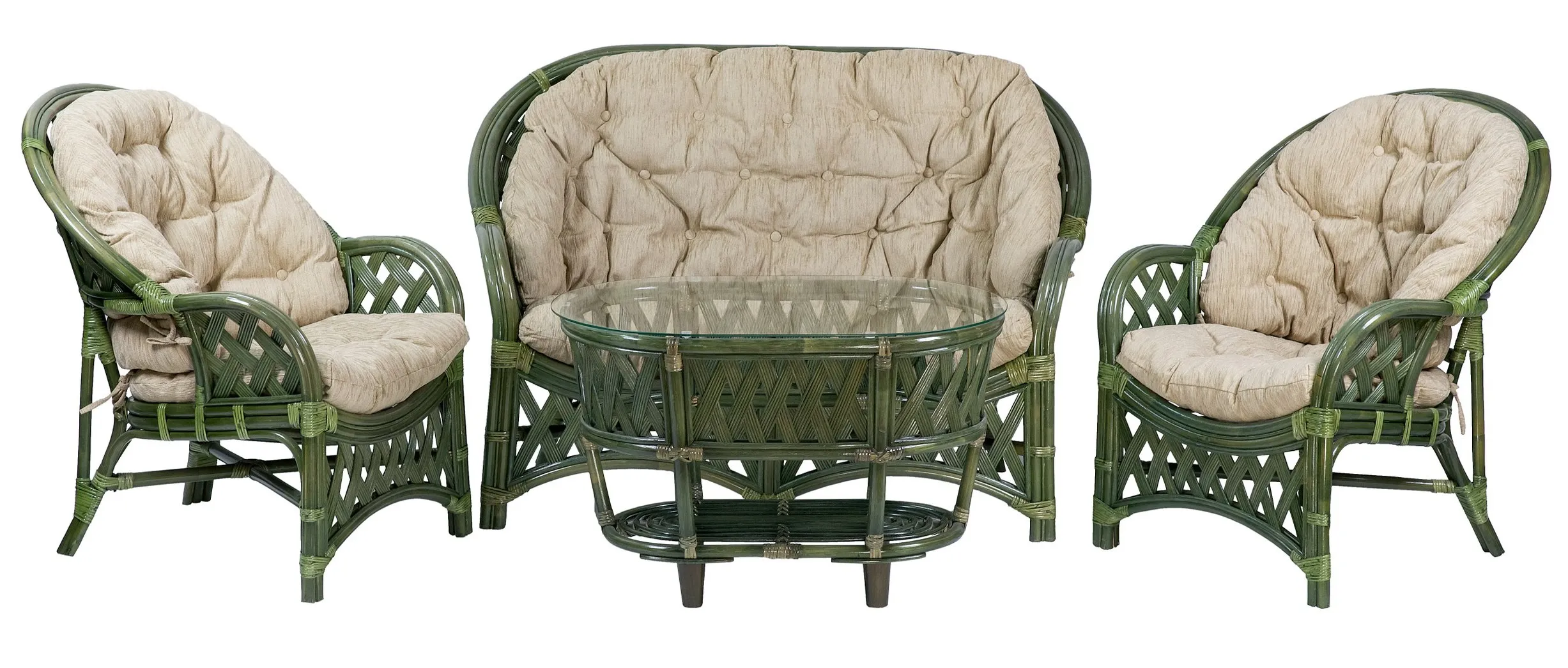 Комплект мебели из ротанга Черчилль (Рузвельт) с 2-х местным диваном и овальным столом олива