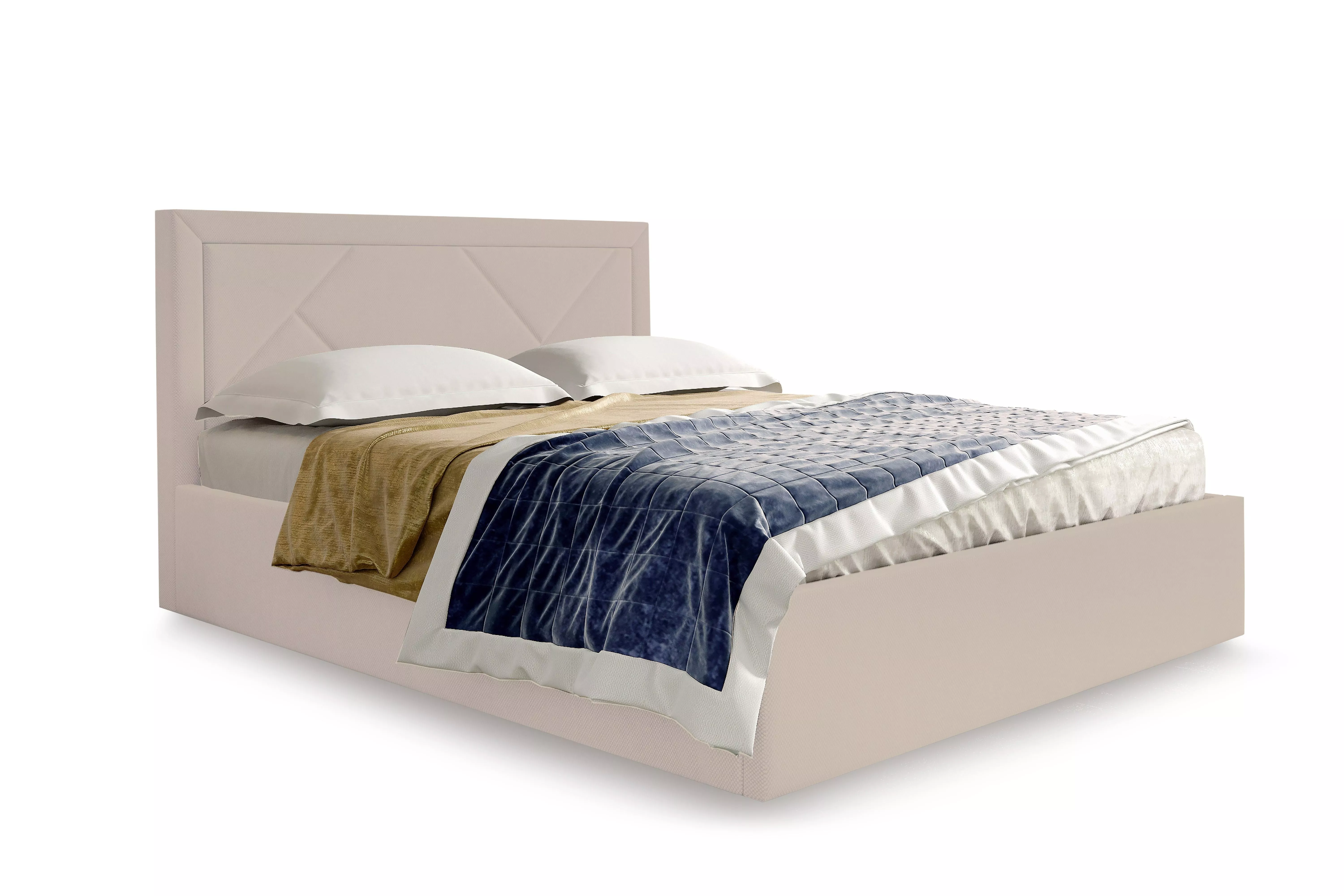 Кровать Сиеста 1400 с ПМ и бельевым ящиком альба бежевый