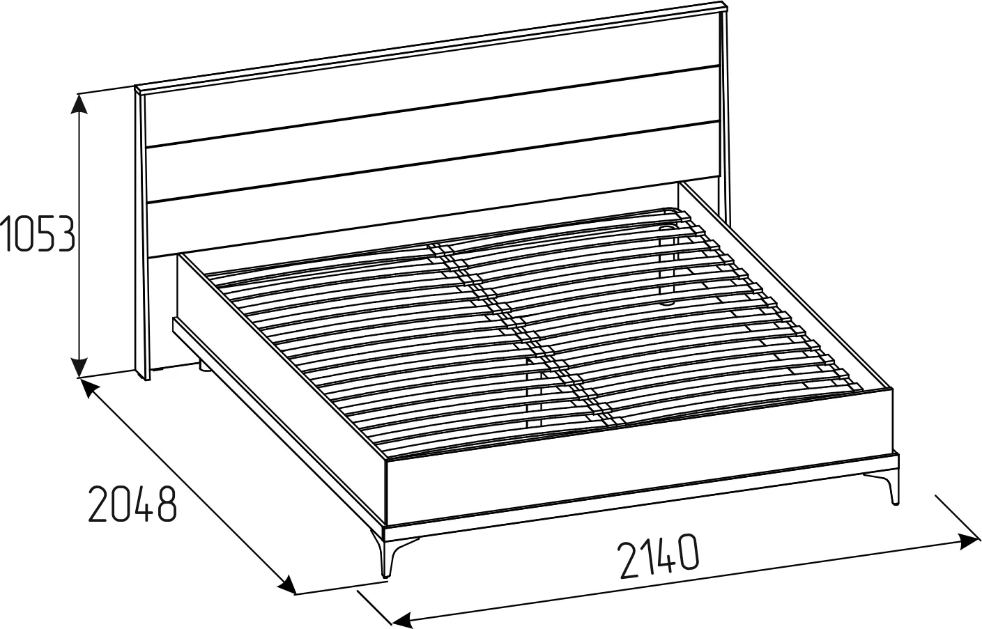 Кровать Кара 1 со стационарным основанием металл (1800)