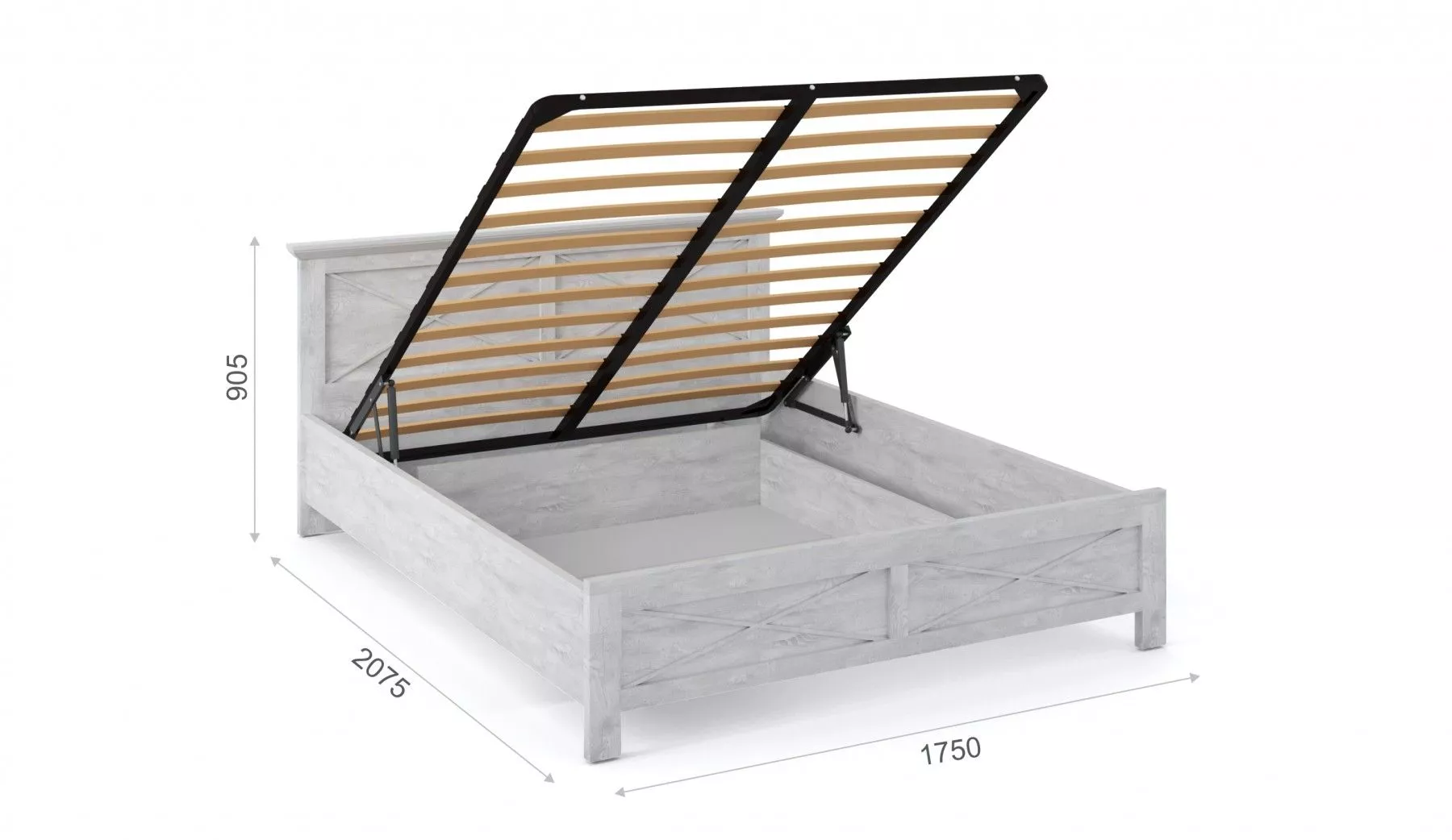 Кровать Лорена 160х200 с подъемным механизмом бетон паин белый