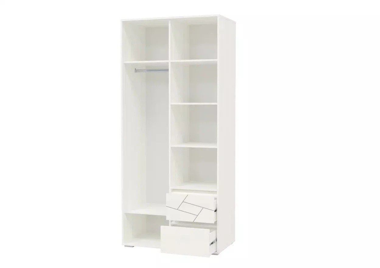 Шкаф 2-х дверный с ящиками АДЕЛИНА Рамух белый
