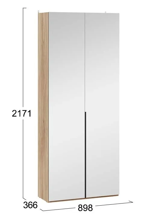 Шкаф для одежды с 2 зеркальными дверями Порто яблоня беллуно графит софт СМ-393.07.224