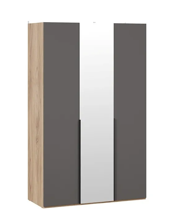 Шкаф для одежды с зеркальной дверью Порто яблоня беллуно графит софт СМ-393.07.112