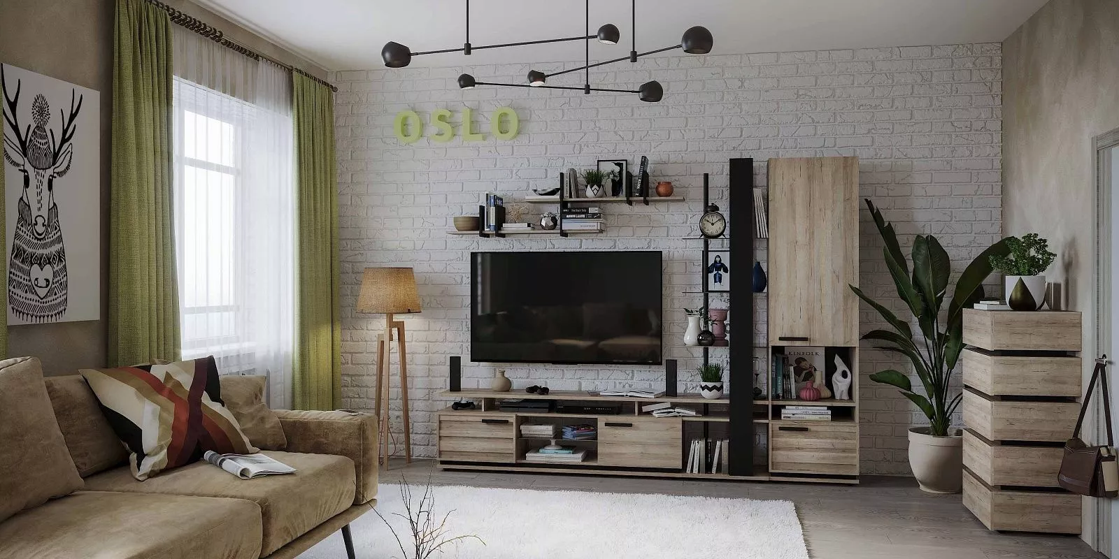 Модульная мебель для гостиной Oslo Дуб Серый Craft