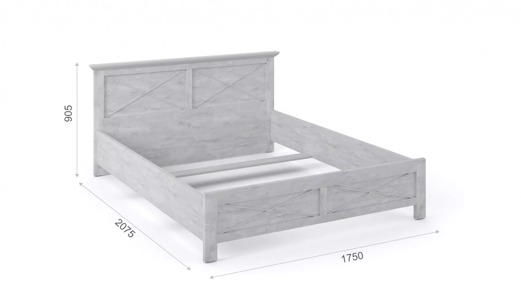 Кровать Лорена 160х200 бетон паин белый